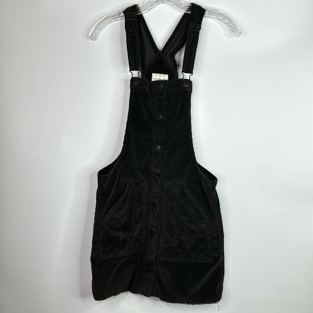 American Eagle Black Corduroy Overall Jumper Dress Size Small